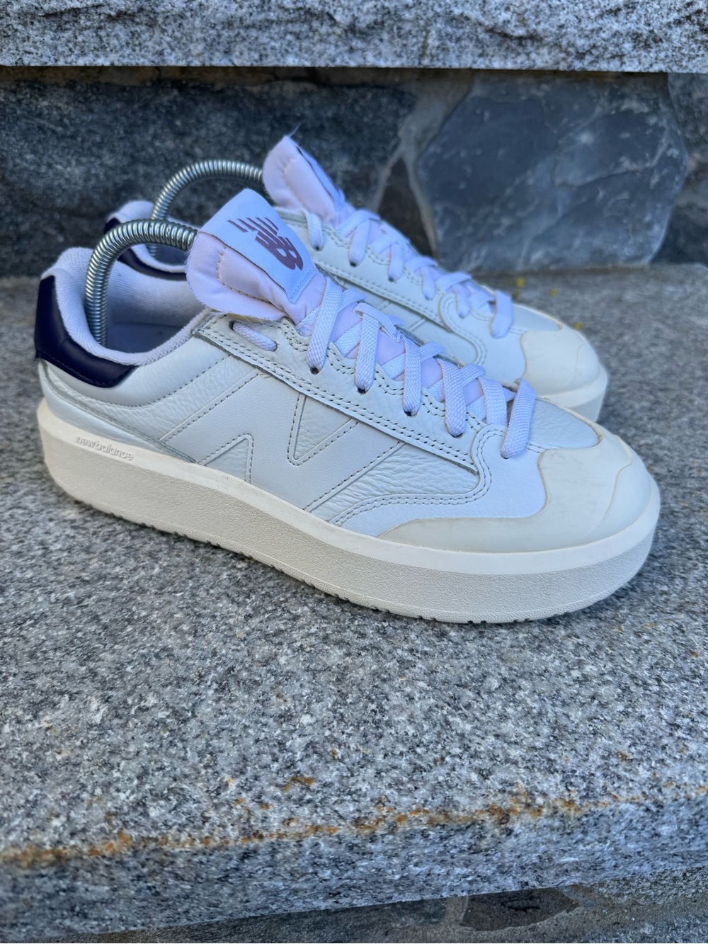 New Balance CT-302 Off-White:Navy Leather Sneakers Reselling for $160++
